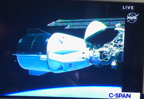 View of Dragon spacecraft Endeavor outside of ISS (Source: C-Span)