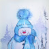 How to draw snowman in watercolor