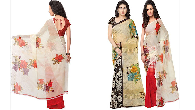 Kashvi Sarees Printed Daily Wear Georgette Saree  (Pack of 2, Multicolor)