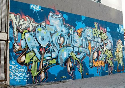 blue graffiti, wall graffiti, graffiti murals