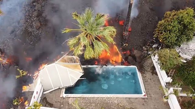Drone flagra momento em que lava do vulcão Cumbre Vieja atinge piscinas em La Palma; veja