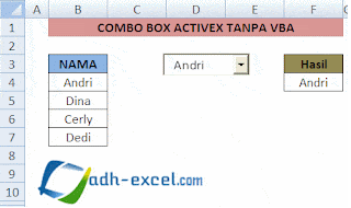 Combo Box ActiveX Control Excel