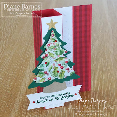 Fancy fold square column Christmas card featuring Stampin Up Merriest Trees stamps and dies, Snowflake sky embossing folder, Joy of Christmas paper, Stylish Shapes dies. Card by Diane Barnes - Independent Demonstrator in Sydney Australia - stampinupcards - colourmehappy - stampinupchristmascards