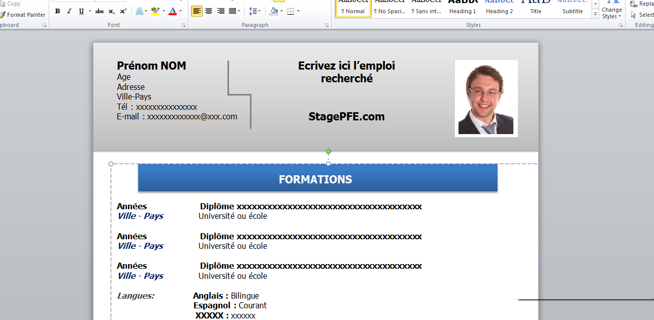 Modele cv pfe - CV Anonyme