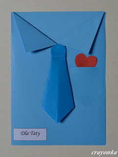 kartka - koszula z krawatem z origami na Dzień Ojca