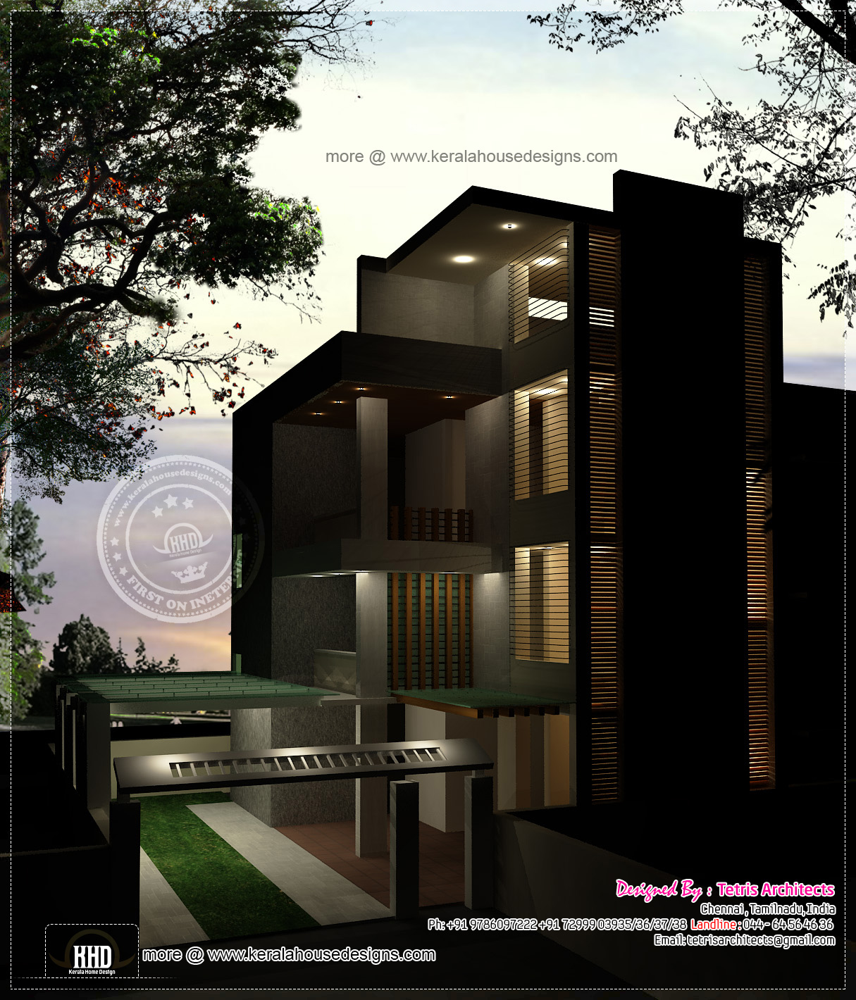 Luxury 3 floor  house  elevation  with floor  plan  House  