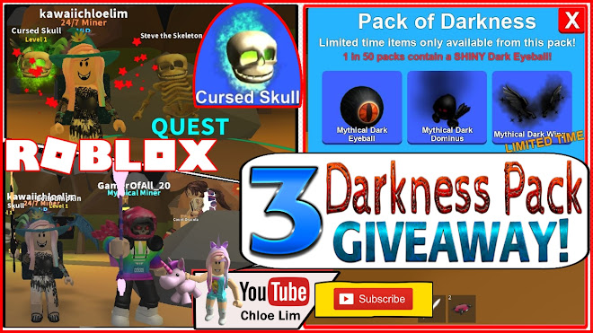 Chloe Tuber Roblox Mining Simulator Gameplay 2x Candy 3 Darkness Pack Giveaway Getting Cursed Skull Loud Warning - chloe tuber roblox mining simulator gameplay going to space