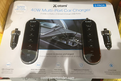 Keep your usb devices charged while in the car with the Atomi 40W Multi-Port Car Charger