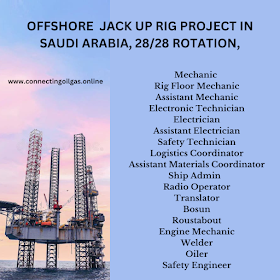 Offshore  Jack up rig project in Saudi Arabia, 28/28 rotation,
