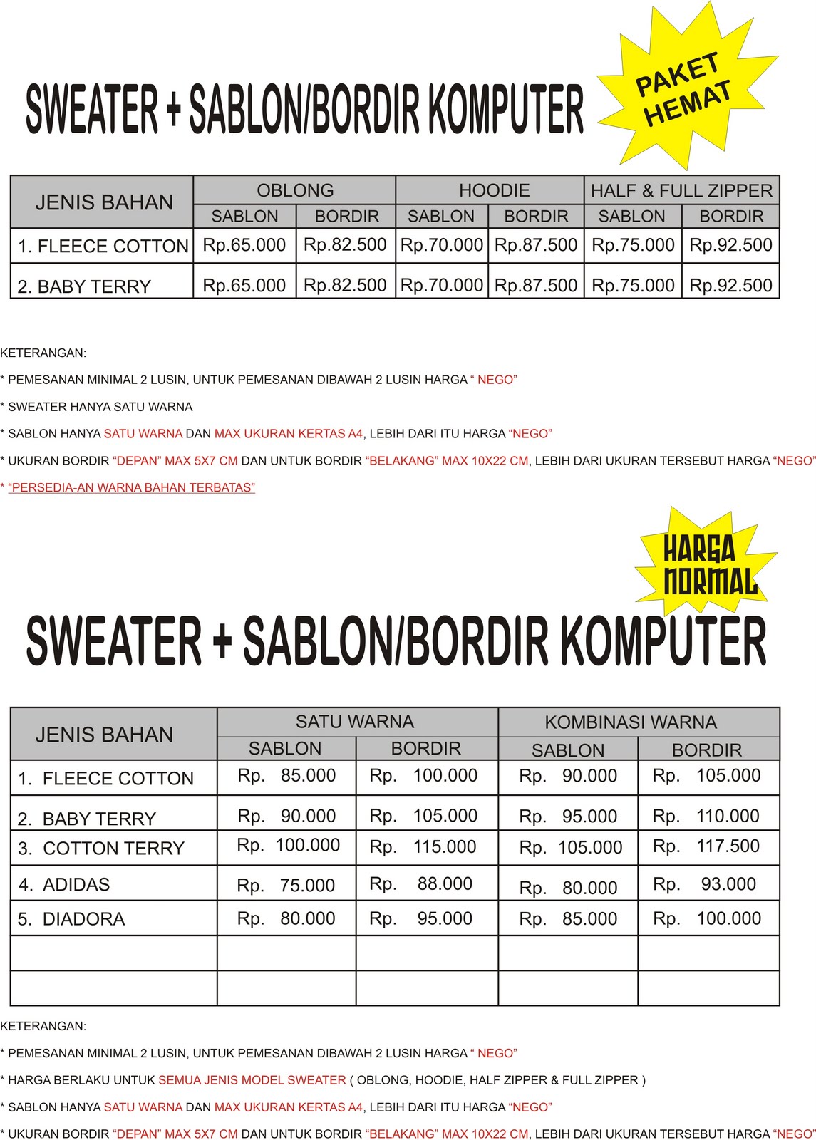 DX label KONVEKSI PEMBUATAN SWEATER MURAH PLUS SABLON  