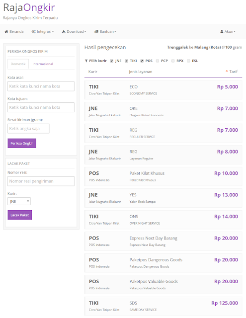 Ekspedisi atau Jasa Pengiriman di Indonesia aneka macam ragamnya dan semuanya hampir men Cek Biaya Kirim Untuk Beberapa Ekspedisi Sekaligus Dengan Raja Ongkir