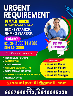 Urgently Required Nurses for Various Hospitals in Saudi Arabia