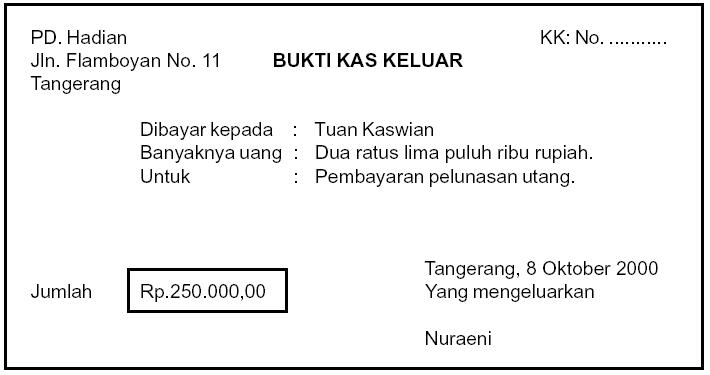 [bukti pembayaran tunai yang dibuat oleh pedagang eceran 