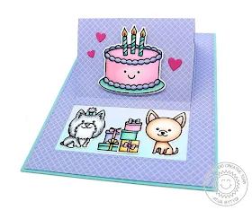Sunny Studio Stamps: Puppy Dog Kisses Fancy Frames Dies Sliding Window Dies Happy Birthday Card by Anja Bytyqi