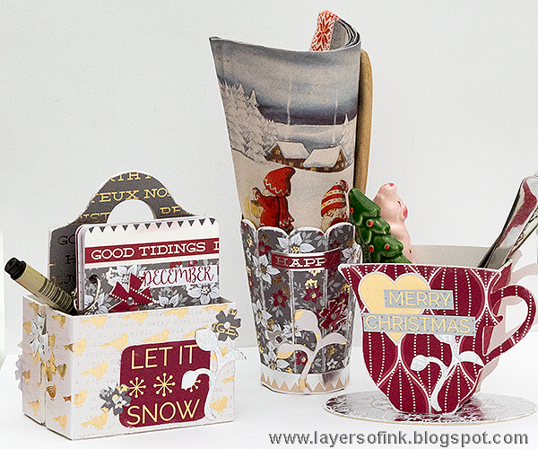 Layers of ink - Cranberry Christmas 3D Storage by Anna-Karin, with Sizzix dies by Eileen Hull and DCWV Cranberry Christmas