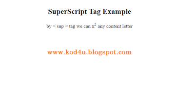 HTML SuperScript Tag Example