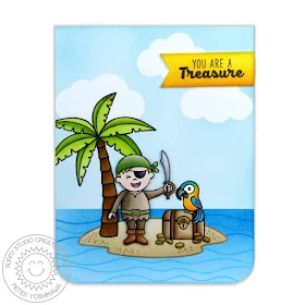 Sunny Studio Stamps Pirate Pals You Are A Treasure Card by Mendi Yoshikawa