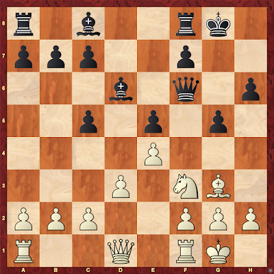 Valkea: Kg1, Dd1, Rf3, Lg3, Ta1, Tf1, sotilaat: a2, b2, c2, d3, e4, f2, g2, h2, musta: Kg8, Df6, Lc8, Ld6, Ta8, Tf8, sotilaat: a7, b7, c5, c7, e5, f7, g5, h6.
