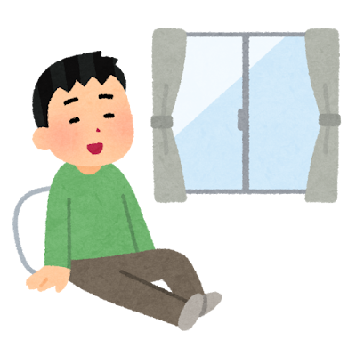 室内でリラクッスする人のイラスト（男性）