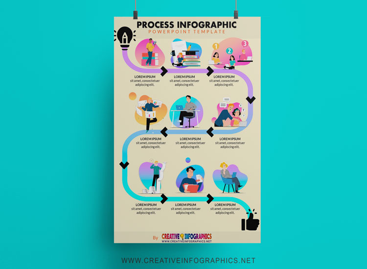 Process infographic with gradient curved line