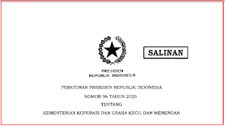 Download Perpres 96 tahun 2020 tentang Kementerian Koperasi dan UKM