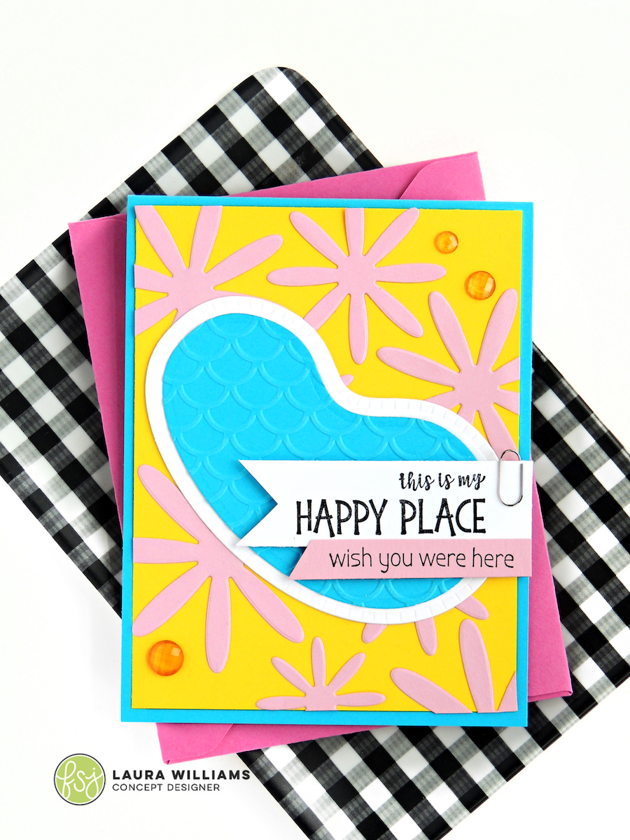 Make a handmade card for summertime with the Pool with a View die set from FSJ + Spellbinders. This die set is perfect for pool party invitations, and summer crafts and paper projects.