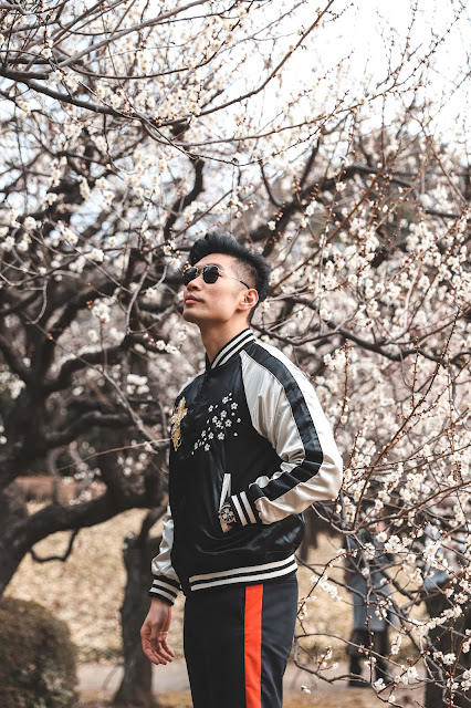 Leo Chan with Cherry Blossoms at Shinjuku Garden Tokyo