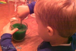 adding the food coloring