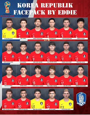 PES 2017 Facepack South Korea NT World Cup 2018 by Eddie Facemaker