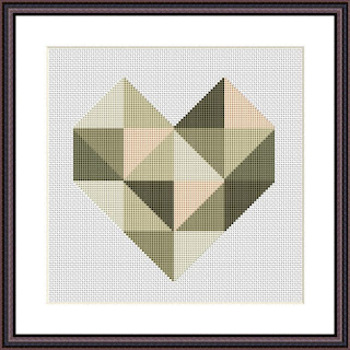 Green heart cross stitch pattern - Tango Stitch