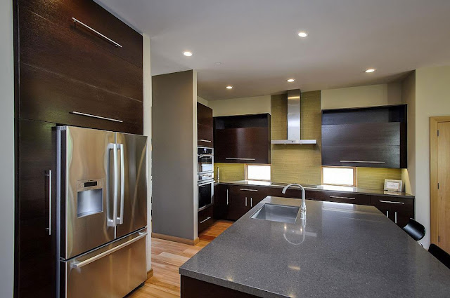 Modern brown kitchen in the Contemporary Style Home in Burlingame