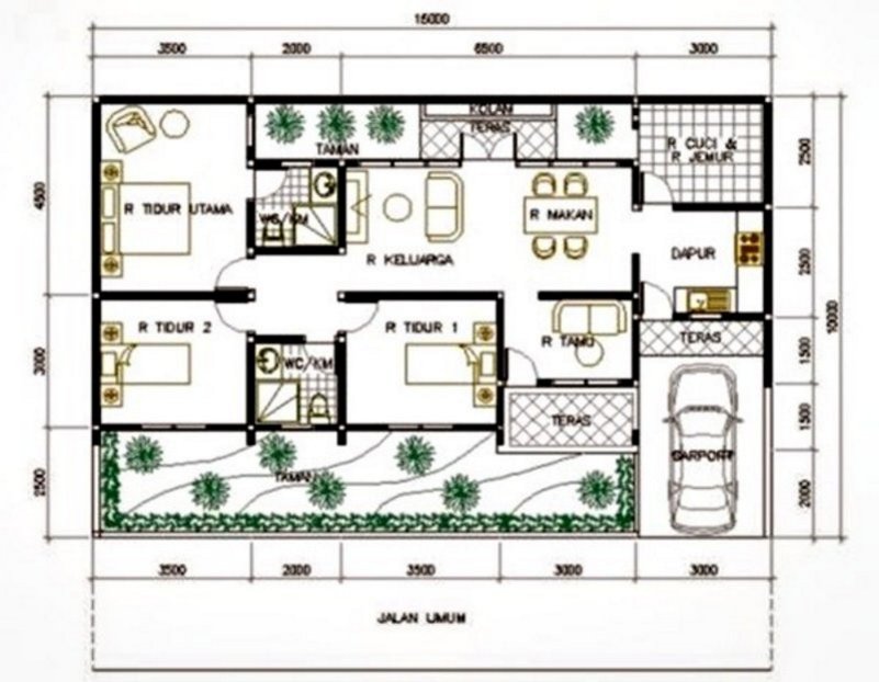 4 MODEL DENAH RUMAH  MINIMALIS  7X9  1 LANTAI  MINIMALIS  