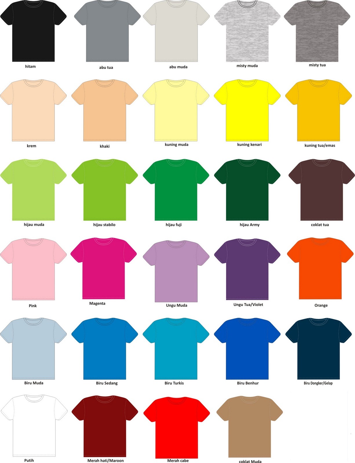 Contoh Warna Warna Kaos Pastel contoh warna warna kaos 