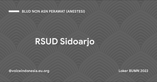 Loker BUMN 2022 Penerimaan Pegawai BLUD Non ASN RSUD Sidoarjo Tahun 2022 Perawat (Anestesi)