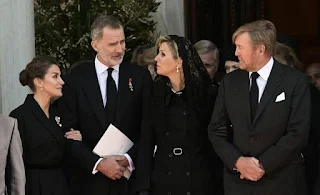 Queen Noor attends King Constantine II of Greece funeral