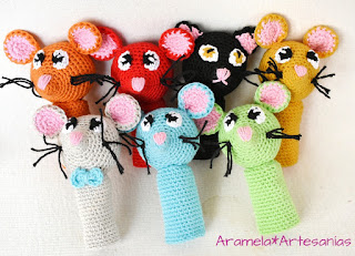 ratones y gato amigurumis