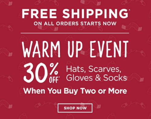 Roots Warm Up Event 30% Off Hats, Scarves, Gloves & Socks + Free Shipping