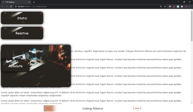 Static, Relative, Absolute Positions in CSS