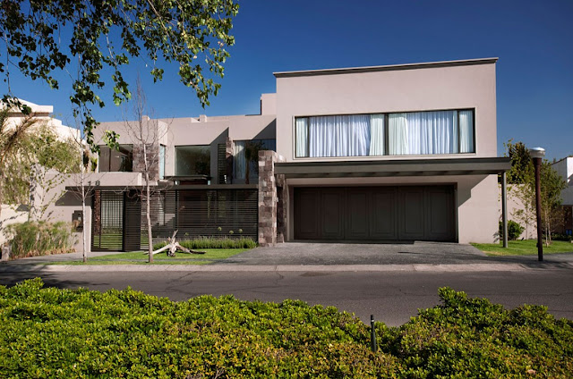 Modern home as seen from the street