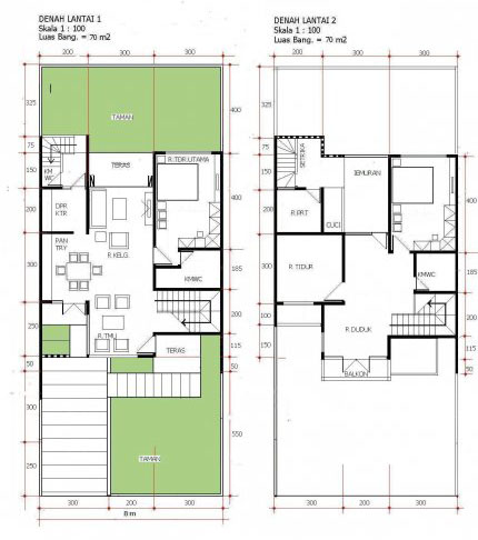  10 Model Denah Lebar 8 Meter Rumah 2 Lantai SENI RUMAH 