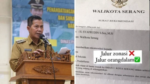 Heboh! Beredar Surat Walikota Serang 'Titip' Siswa ke SMA Negeri Saat PPDB