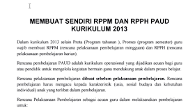RPPM DAN RPPH PAUD  KURIKULUM 2013
