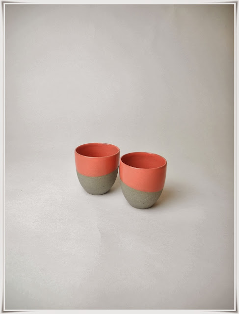 espresso cups grey stoneware tangerine tango glaze