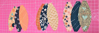 fabric petal pieces cut from templates