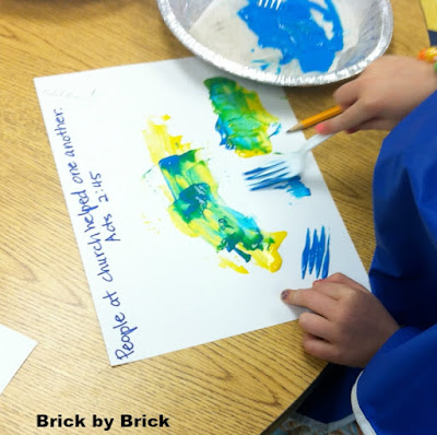 Fork Painting for Preschool (Brick by Brick)