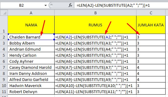 Cara Menghitung Jumlah Kata di Excel Dengan Mudah