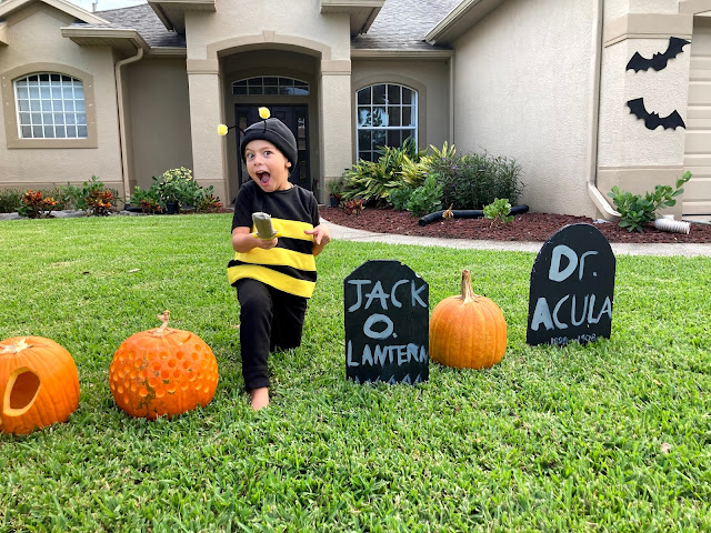 Outdoor Halloween decor - felt bats