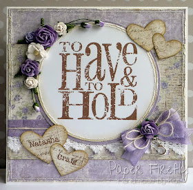 Shabby chic/vintage style wedding card in lilac