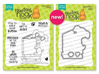 Newton's Nook Designs Puppy's Reading List Stamp Set and coordinating Puppy's Reading List Die Set