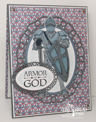 ODBD Armor of God, ODBD Custom Suit of Armor Dies, ODBD Custom Layered Lacey Ovals Dies, ODBD Custom Pierced Ovals Dies, ODBD Custom Ovals Dies, ODBD Custom Pierced Rectangles Dies, ODBD Americana Quilt Paper Collection, Card Designer Angie Crockett